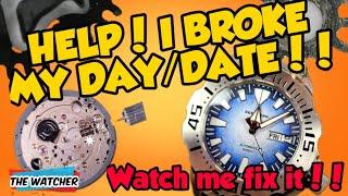 Fixing a broken NH36  Day/date function  Seestern Monster | Watch repair | The Watcher