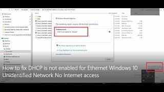 How to fix "DHCP is not enabled for Ethernet" Windows 10 (Unidentified Network No Internet access)