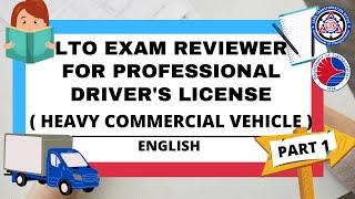 LTO EXAM REVIEWER 2021-2022 (UPDATED)  PROFESSIONAL DL PART 1 | HEAVY VEHICLE | ENGLISH | ZENNIBIT