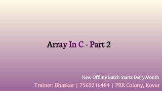 Array in C Part - 2 | Karna Coding Tution | Bhaskar sir