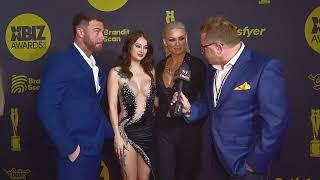 Seth Gamble Kenzie Taylor & Maddy May on Xbiz Red Carpet