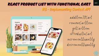 React product List App with Functional Cart | Part 3 - Implementing Context API #react #coding #js