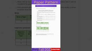 Paper Pattern/Final Term Exam/Fall 2022 #youtubeshorts #viral