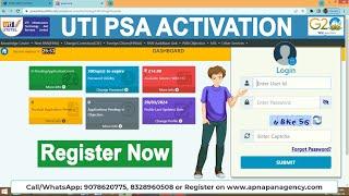 UTI PSA ID kaise banaye // UTI PSA pan activation full process // UTI pan agency registration 2024