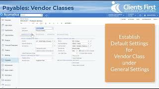 Acumatica Cloud ERP Tip 85: Payables Vendor Classes