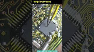 Drag soldering technique for 64 leg smd chip #soldering  #electronicsrepair #short