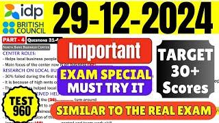 IELTS Listening Practice Test 2024 with Answers | 29.12.2024 | Test No - 960