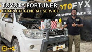 Toyota Fortuner complete major service by MotoFyx | Genuine Spare Parts | 100% Transparent Service