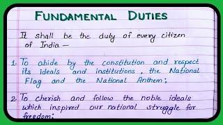 Fundamental Duties, Eleven Indian Fundamental Duties, constitutional Fundamental Duties