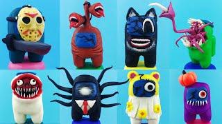 Clay HALLOWEEN: Yoyo, Cartoon Cat, Siren head, Slenderman and others AMONG US from plasticine