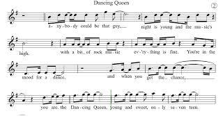 DANCING QUEEN for flute or violin Sheet Music Play Along Backing Track Lyrics