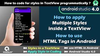 How to apply Multiple styles inside TextView in Android | How to use HTML tags in Android Studio 4.0