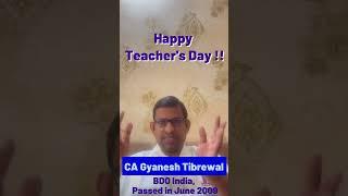 Watch Happy Teacher's Day Wishes from CA Gyanesh Tirewal | CA CPA Vinod Kumar Agarwal |AS Foundation