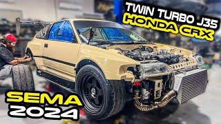 Rush to Finish the Twin Turbo CRX Before SEMA! - J35 Swapped AWD Honda Ep. 7