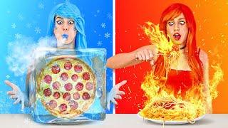 HOT VS COLD FOOD CHALLENGE || Icy Girl VS Girl On Fire! Last To STOP Wins By 123 GO! CHALLENGE