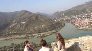 Aruna & Hari Sharma at the Confluence of Mtkvari and Aragvi rivers, Mtskheta-Mtianeti, Oct 08, 2016