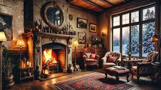 Winter Fireplace Ambience with Relaxing Calm Piano Music for Unwind