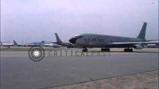 KC-135 Air Force tanker taxiing at U-Tapao Royal Thai Navy Airfield after landing...HD Stock Footage