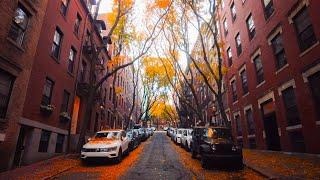 Autumn Sunrise Walk in Boston, MA (4K) | Beacon Hill - Binaural Audio, City Sounds
