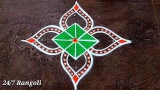 5x1 Dots Cute Unique Chinna Muggulu Design  24/7 Rangoli  Latest Kolam Designs  Geethala Muggulu