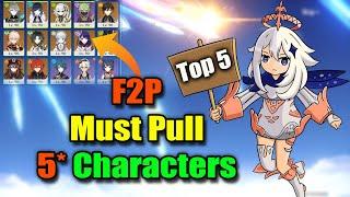 [HINDI] TOP 5 MUST PULL 5 STAR CHARACTERS FOR F2P IN GENSHIN IMPACT