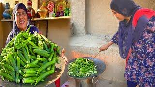 Fresh Bhindi Tawa Fry Village Most Favourite Dish | Tawa Fry Bhindi (Leadyfinger) | Village Cooking