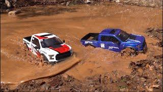 RC UTOPIA - MUD BATH ADVENTURE  - TWO Imaginary FORD RAPTORS in the MUCK