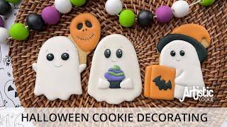 HALLOWEEN ROYAL ICING GHOST COOKIES DECORATING |  Satisfying Cookie Decorating with Royal Icing