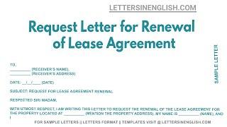 Request Letter For Renewal Of Lease Agreement - Sample Letter Requesting Renewal of Lease Agreement