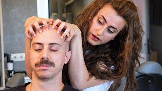 ASMR GIRL MASSAGE while WHISPERING | VERY GENTLE TOUCH | a gorgeous experience at @asmrbarberhalil