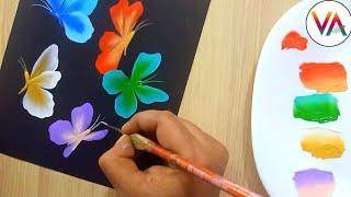 One stroke butterfly paintingQuick and easy butterflies in acrylic for beginners by Vanishree Art 