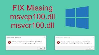 [Fix missing] msvcp100.dll and msvcr100.dll no installation