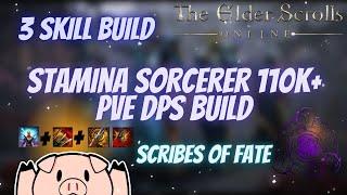 ESO Off Meta 3 Skill Stamina Sorcerer (StamSorc) 110k+ PVE DPS Build Scribes Of Fate DLC!