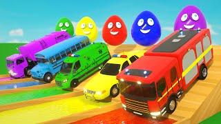 5 Little Donkeys + Wheels on the Bus | Surprise Eggs, Monster Trucks | Nursery Rhymes & Kids Songs