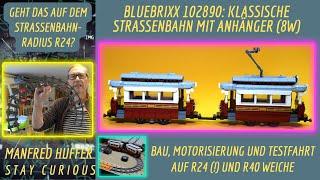 Bluebrixx 102890: Klassische Straßenbahn (8W?): Fährt sie auf einem R24 Bogen (Straßenbahnradius)?