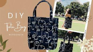 DIY Tote Bag | making a tote bag w/pockets