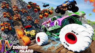 Monster Jam INSANE Racing, Freestyle, and High Speed Jumps LIVE | Zombie Island #2 | BeamNG Drive