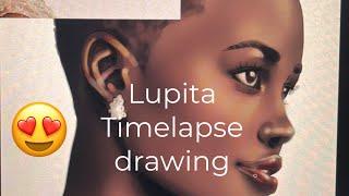 SUPER FAST Realistic LUPITA NYONG’O DRAWING #art #drawing