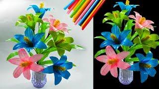 cara membuat bunga hias dari sedotan kreatif | beautiful flower decorations with straws