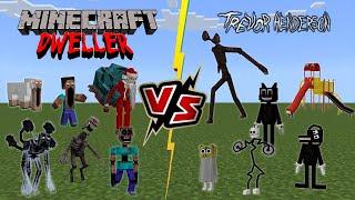 Minecraft Dweller VS Trevor Henderson Creatures [Siren Head, Cartoon Cat]  [Minecraft Hardcore]