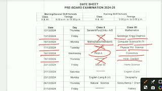 PRE BOARD DATE SHEET 2024-25 OUT।  DELHI GOVERNMENT SCHOOL PRE BOARD EXAM DATE SHEET