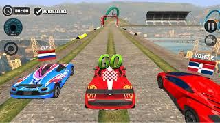 GAME MOBIL BALAP MULTIPLAYER ! - Impossible Car Tracks 3D - RED Sport Car  Stunts Multiplayer Mode