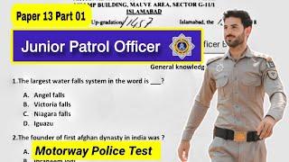 Junior Patrol Officer Paper no 13 Part 01 | JPO motorway police test preparation |