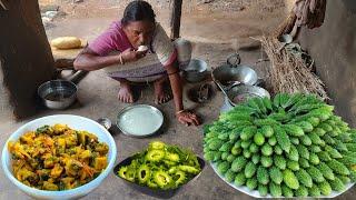 old style KARELA Bhaji recipe by GRANDMA||Village Style BITTER GOURD recipe||rural village life...