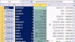 Excel 2010 Magic Trick 661: AGGREGATE function Contains 19 different functions