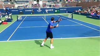 Roger Federer Slow Motion Forehand & Backhand Court Level View - ATP Tennis Federer Training