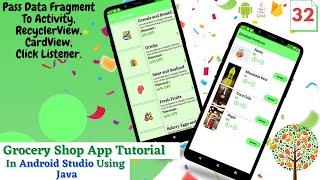 Pass Data Fragment To Activity | Cardview in Android Studio | Grocery Shopping App In Android Studio