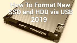 How to Format a Brand new HDD or SSD via USB - Tutorial 2019