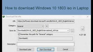 How to download Windows 10 1803 iso in Laptop