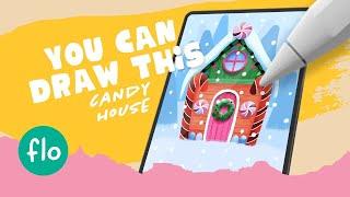 You Can Draw This GINGERBREAD HOUSE in PROCREATE - Easy Beginner Tutorial